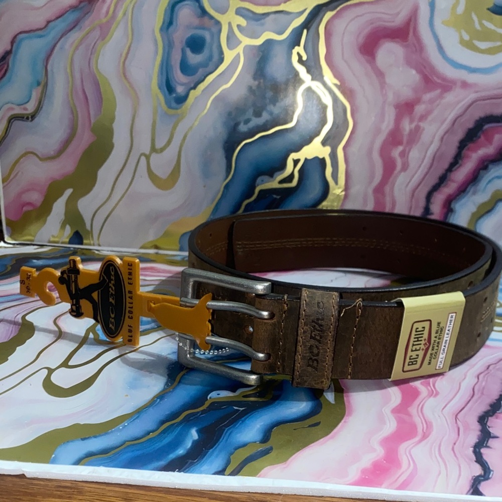 BC Ethics full gain leather size S 30-32 Brown Leather Belt  Buckle